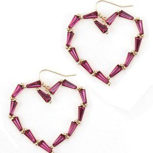Heart Glass Hoop Drop Hook Dangle Earrings